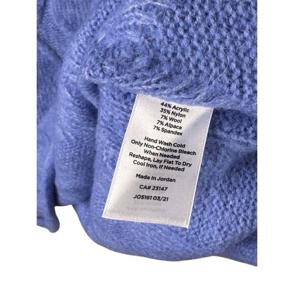 Talbots XL Cable Knit Sweater Blue Acrylic & Wool Blend Womens Stylish Pullover - Picture 4 of 9